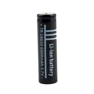 

3.7V 6000mAh 18650 Li-ion Rechargeable Battery for Flashlight Black