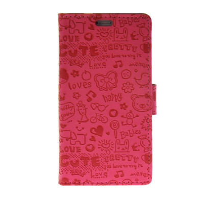 

MOONCASE Cute Little Witch Leather Side Flip Wallet Card Holder Stand Pouch Case Cover for Huawei Ascend P8 Hot pink