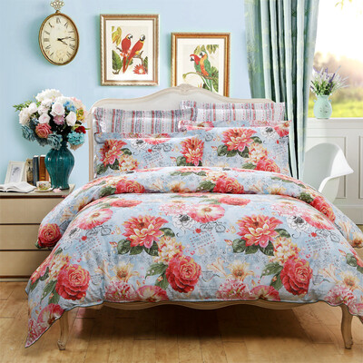 

Fu Anna Home Textiles San Flower Cotton Twill Active Printing Bedding Four Packets Cardamom Love 18m Bed Applicable 230 229cm Blue