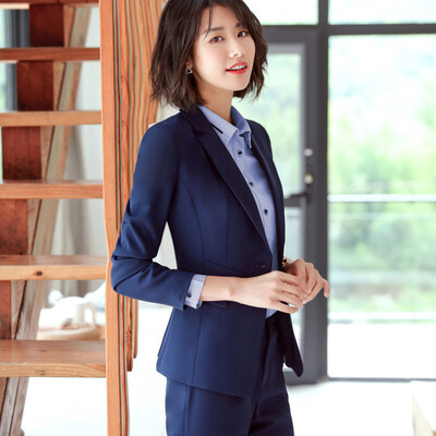

Yu Zhaolin 2018 autumn new professional wear suit female suit suit jacket pants two-piece suit YWXF188358 blue