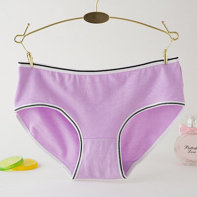 

4pcs New Women Soft Underpants Briefs Cotton Underwear solid color Pantie mid-waist