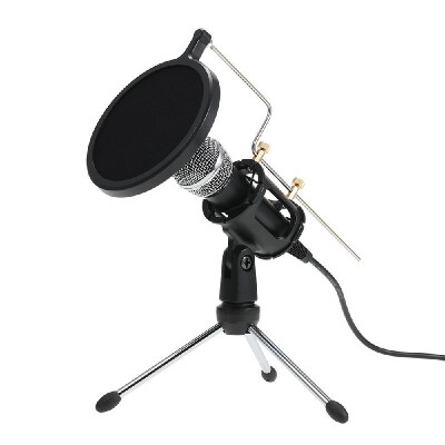 

Professional Condenser Microphone 35mm Plug&Play Home Studio Podcast Vocal Recording Microphones with Mini MIC Stand Dual-lay