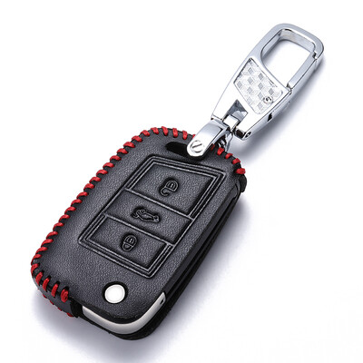 

Che Dapin Volkswagen Key Case Leather Key Set Volkswagen Golf 717 Touran Way Ang Tiguan L Folding Black Red Line