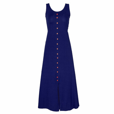 

Womens Summer Sleeveless Tank Split T-Shirt Beach Button Down Swing Dress