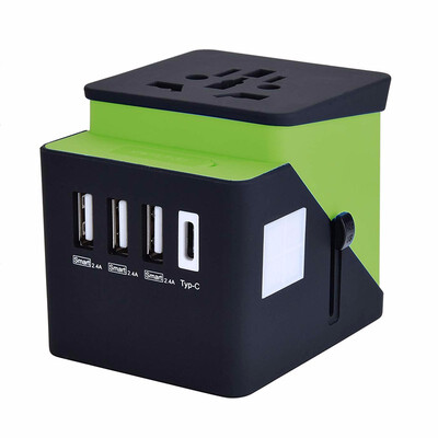 

International Travel Adapter with 24A 3 USB Type C Charger Universal AC Socket Wall Outlet Plugs for European UK US AU & Asia