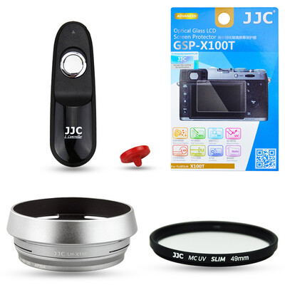 

JJC FM1E Fuji X100T X100F камера аксессуар комплект стекло тень с 49mm пленкой + + УФ-фильтр адаптер электронный затвор + кнопка затвора пыле