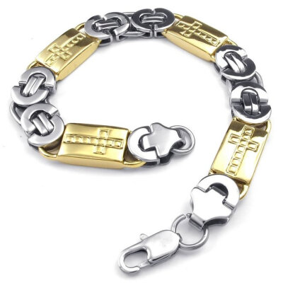 

Hpolw Mens Stainless Steel Bracelet Cross Links Gold Silver