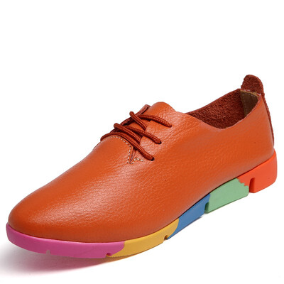 

2018 new breathable genuine leather flats shoes woman sneakers tenis feminino nurse peas flats shoes plus size women shoes