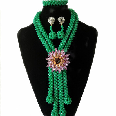 

Bridal Jewelry Gift Set Champagne Dubai Crystal Beads Necklace Set For Women African Wedding Beads Bridal Jewelry Set Free Shippin
