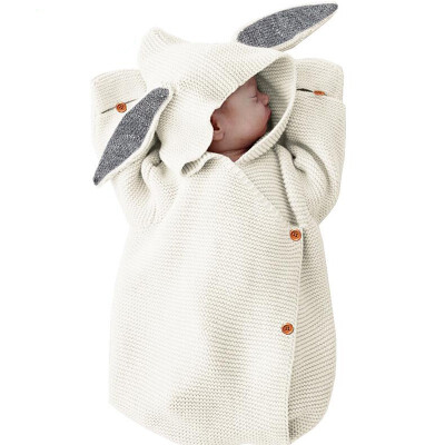 

Adorable Rabbit Baby Stroller Sleeping Bag Spring Autumn Infant Knitted Swaddle Wrap Nest Envelopes For Toddler Kid 0-1Y