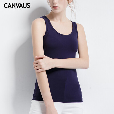 

Canvaus Summer New Women Solid Sport Style Slim Bottoming Vest Cotton Camisole Tanks Tops