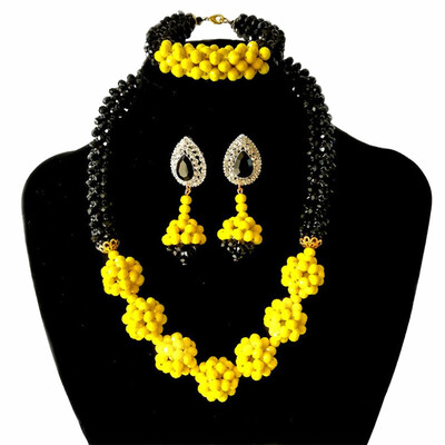 

Handmade Orange Pink African Wedding Beads Jewelry Set Owl Style Dubai Crystal Beaded Necklace Bracelet Earrings Set For Women