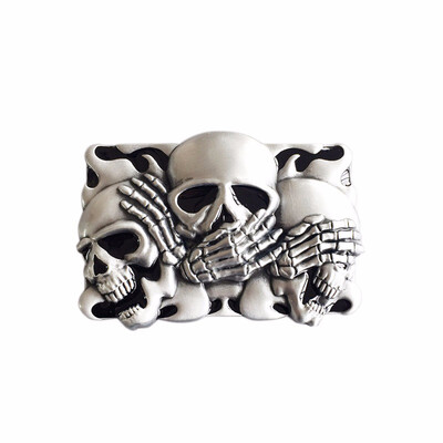 

New Vintage Original Black Enamel Flame Shy Skulls Tattoo Belt Buckle Gurtelschnalle Boucle de ceinture