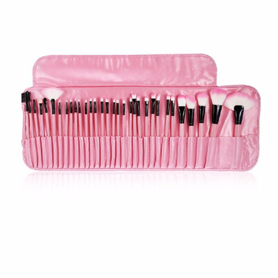 

Wood 32Pcs Makeup Brushes Kit Professional Cosmetic Make Up Set Pouch Bag Case pink