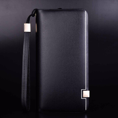 

Purse mens long zipper business handbag Korean version soft leather handbag mens youth fashion mobile phone bag tide