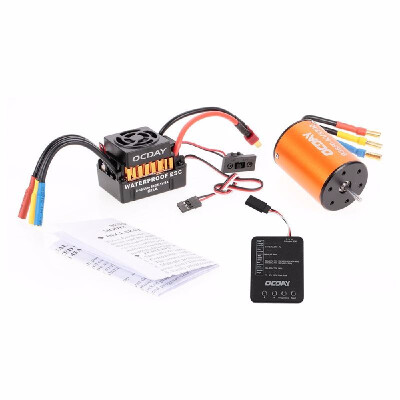 

OCDAY Waterproof 60A Brushless Car Electronic Speed Control ESC B3650 3900KV 4P Sensorless Brushless Motor Programming Board