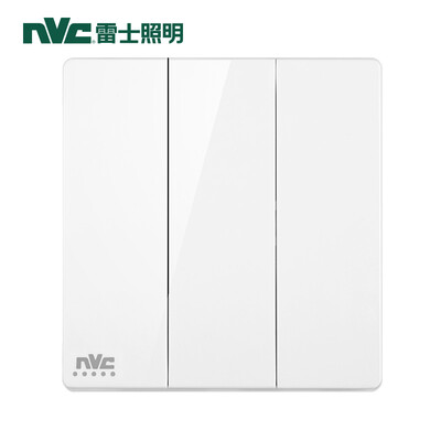 

NVC switch socket panel smart series three three single billing control with fluorescent type 86 bed switch socket no border large rocker panel white