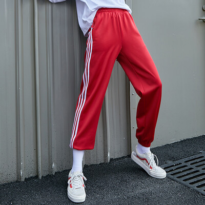 

PASS2018 new autumn three-striped sports casual pants women loose street beam pants pants 6831922099 black