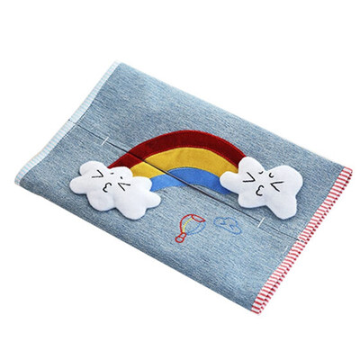

UpperX Cartoon Travel Tissue Holder Cotton Linen Fabric Pocket Tissue Pouch Cover rainbow