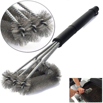 

UpperX Barbecue Grill Cleaner 3 in 1 Steel Wire Heads BBQ Handle Cleaning Brush Tool