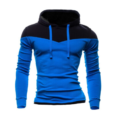 

Zogaa New Autumn and Winter Men's Hoodies Contrast Color Slim Thickened Fleece Hoodies