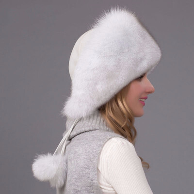 

2018 winter womens fox fur hat real hat wool hat fox raccoon fur hat female autumn&winter Russian outdoor hat discount