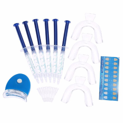 

Teeth Whitening Kit Gels Trays White LED Light Best Set 44 Bleach Beauty