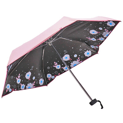 

Paradise umbrella full blackout impact cloth black rubber silk screen embroidered edge 50 fold pocket umbrella umbrella sun powder 50061DLCJ
