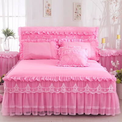 

1 Piece Lace Bed Skirt 2pieces Pillowcases Bedding Set Princess Bedding Bedspreads Sheet Bed For Girl bed Cover KingQueen size
