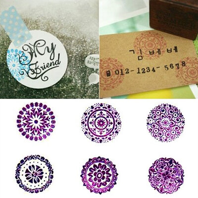 

MyMei 6PCs Retro Wooden Handwriting Lace Floral Flower Craft Stamp DIY