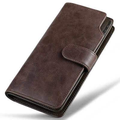 

Di De DiDe mens wallet first layer leather retro long multi-function zipper wallet card package DQ736 oil wax black