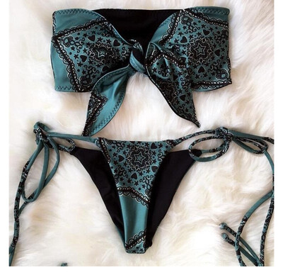 

Summer Sexy Lace bowknot Swimwear Women swimsuits Push Up BlackWhite Beach Bathing Suit Sling Bikini Set