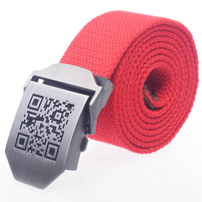 

Shang Long two-dimensional code canvas belt metal buckle leather bag tail 120cm encryption ribbon military tactical belt band military fans outdoor leisure red AR57
