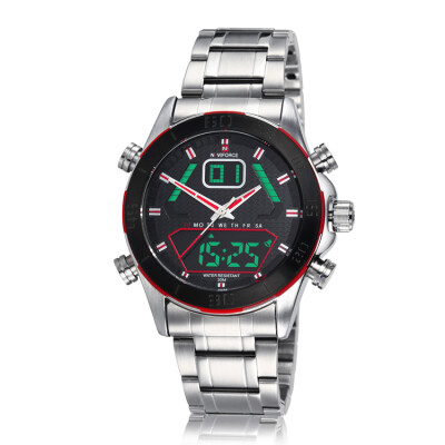 

NAVIFORCE 9022 Men Brand Full Steel Quartz Hour Clock Analog wristwatches Digital LED Sports Military Watch