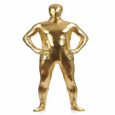 

Mens Metallic Zentai Full Bodysuit Men Costum Made Golden Tights Suits Mens Full Bodysuit Cosplay Halloween Costumes