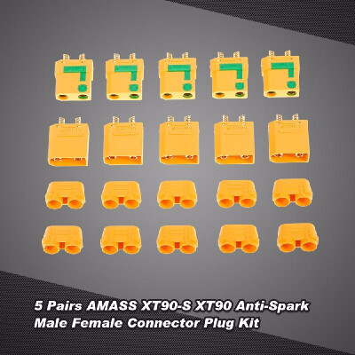 

5 Pairs AMASS XT90-S XT90 Anti-Spark Male Female Connector Plug Kit for FPV