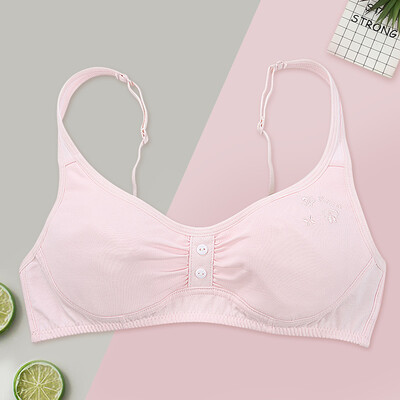 

Girl bra student underwear development period cotton buckle paragraph no steel ring junior high school student bra DRBR135-pink 80B