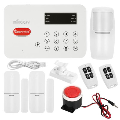 

KKmoon 433MHz Wireless Auto dial PSTN Alarm Security System PIR Motion Sensor Door Sensor Wired Siren Kit Phone Remote Control
