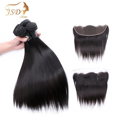 

JSDshine Hair Indian Human Virgin Hair 4 Bundles With 13×4 Lace Frontal Indian Hair Extensions Human Hair Bundles With Frontal