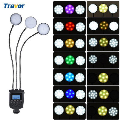 

Travor ML3DS Dimmable Flexible Three Metal Tube Round Ring 36 LED Light Flash 7 Colors LCD Screen for Macro Closeup Photography