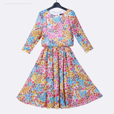 

Autumn Women Dresses 2015 Print Dress Chiffon Dress Women Long Sleeve Slim A word Dress Section