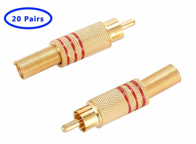 

COOLM 40pcs RCA Connector Male jack Plug AV Plugs for PC Audio Vedio Metal