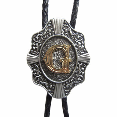 

Men Bolo Tie Original Initial Letter Western Cowboy Cowgirl Wedding Bolo Tie Leather Necklace