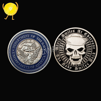 

US navy air force army skull&bones challenges commemorative coins Army logo silver coin art collection