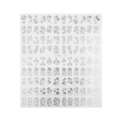

108Pcs 3D Silver Flower Nail Art Stickers Decals Stamping DIY Decoration Tool