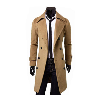 

Zogaa New Mens Woolen Coat Double-breasted Lengthen Simple Luxury