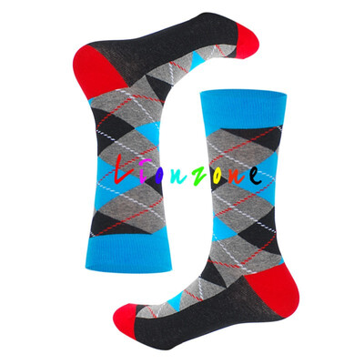 

LIONZONE Harajuku Unisex happy funny Socks Color Block Patchwork Striped Dot Print Crew high quality Cotton Casual Socks