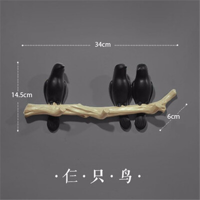 

European pastoral resin birds decoration frame crafts stereo birds hook porch door wall decorations coat hook key holder