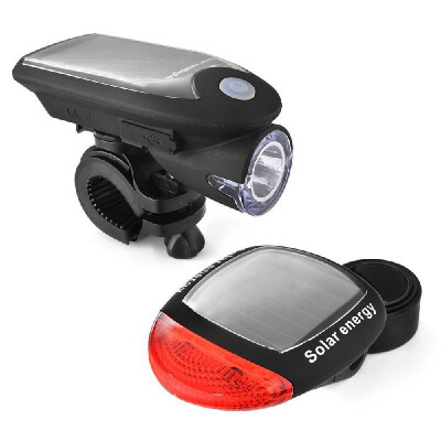 

Solar Energy Rechargeable Bicycle LED Light Bike Warning Lamp Front And Rear Safety Flashlight Accessories Set