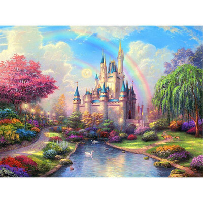 

UpperX DIY 5D Rainbow Castle Diamond Painting Craft Cross Stitch Embroidery Home Decor